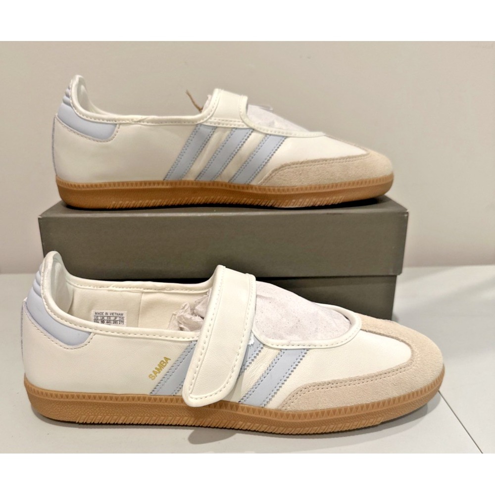 Adidas Women Size 11.5 Originals Samba Jane JR7339 Cloud White Gum Halo Blue